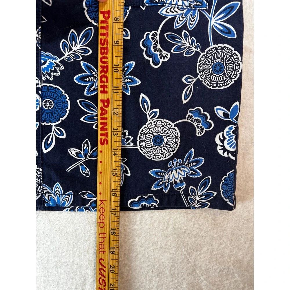 Ann Taylor LOFT‎ Navy Blue Floral Mini Skirt with Polka Dot Belt Size 8